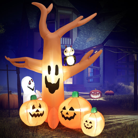 8 Feet Halloween Inflatable Dead Tree with LED Lights, Orange - Gallery Canada