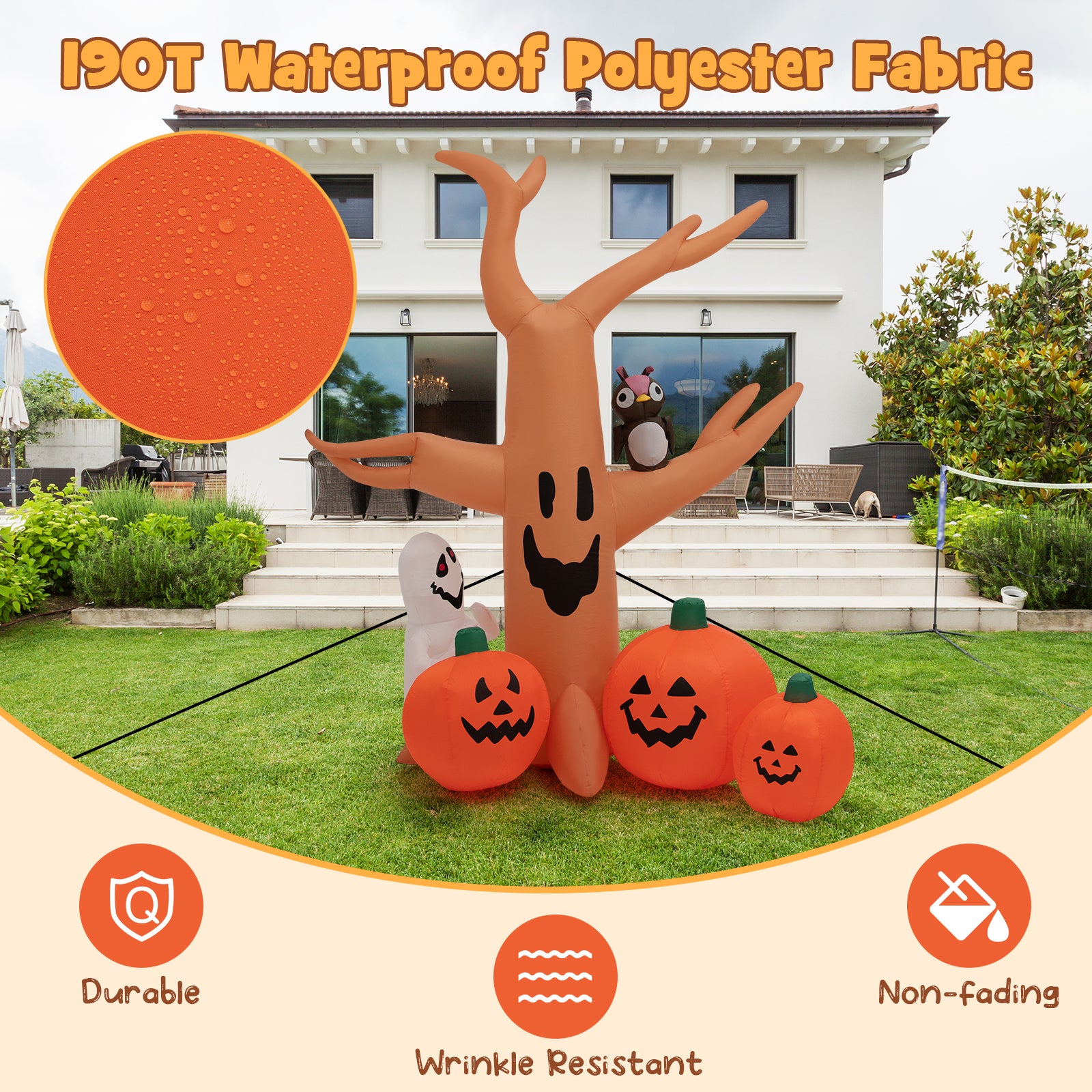 8 Feet Halloween Inflatable Dead Tree, LED Lights, Orange Halloween at Gallery Canada