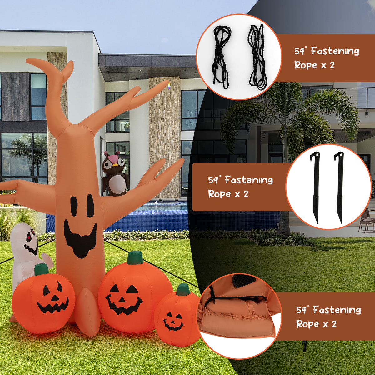 8 Feet Halloween Inflatable Dead Tree, LED Lights, Orange Halloween at Gallery Canada
