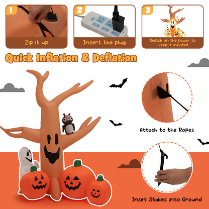 8 Feet Halloween Inflatable Dead Tree, LED Lights, Orange Halloween at Gallery Canada