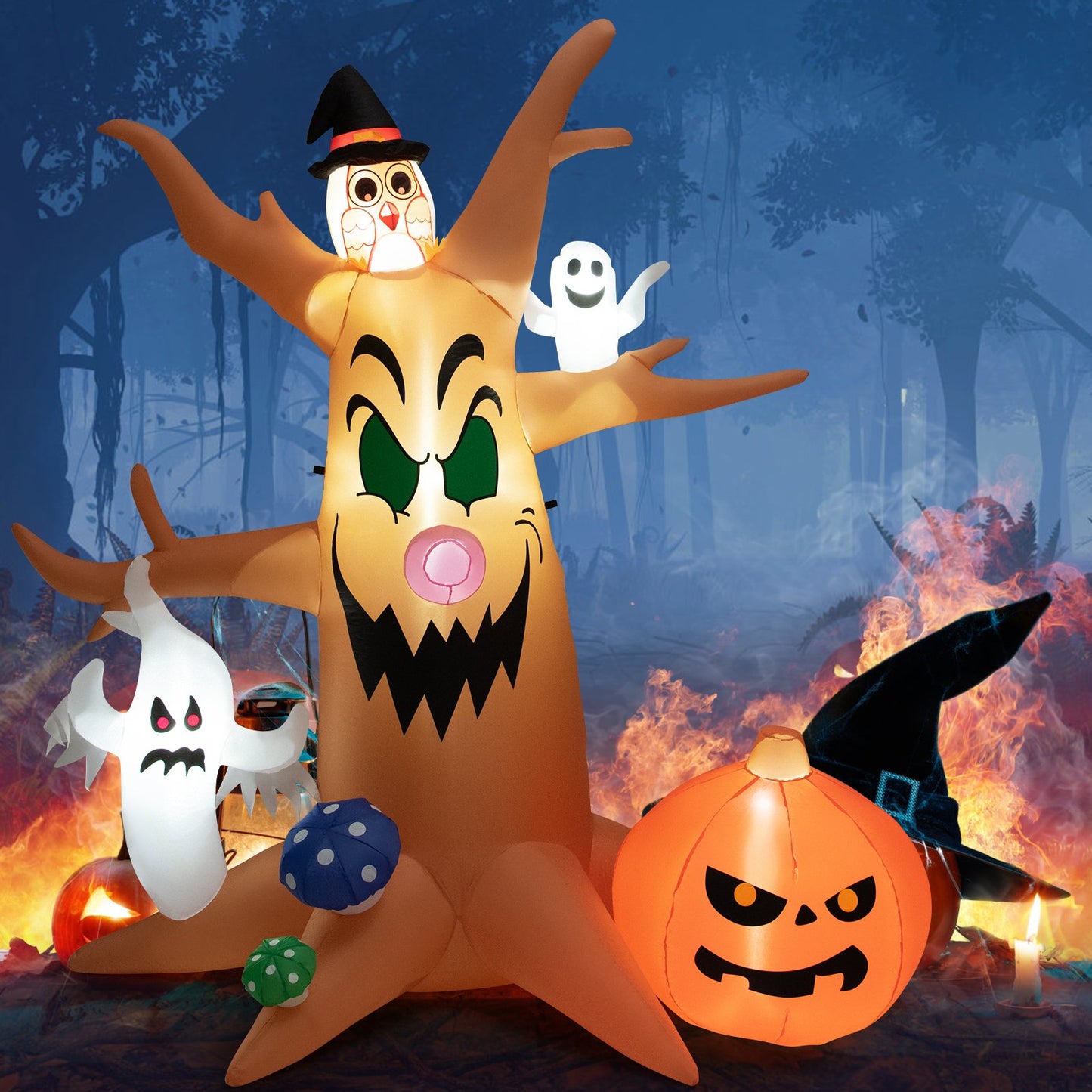 8 Feet Halloween Outdoor Dead Tree with Built-in Led Lights, Multicolor - Gallery Canada