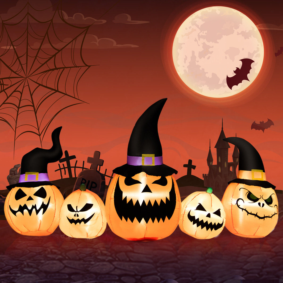 8 Feet Inflatable Pumpkin Halloween Yard Decoration, LED Lights, Orange Halloween at Gallery Canada