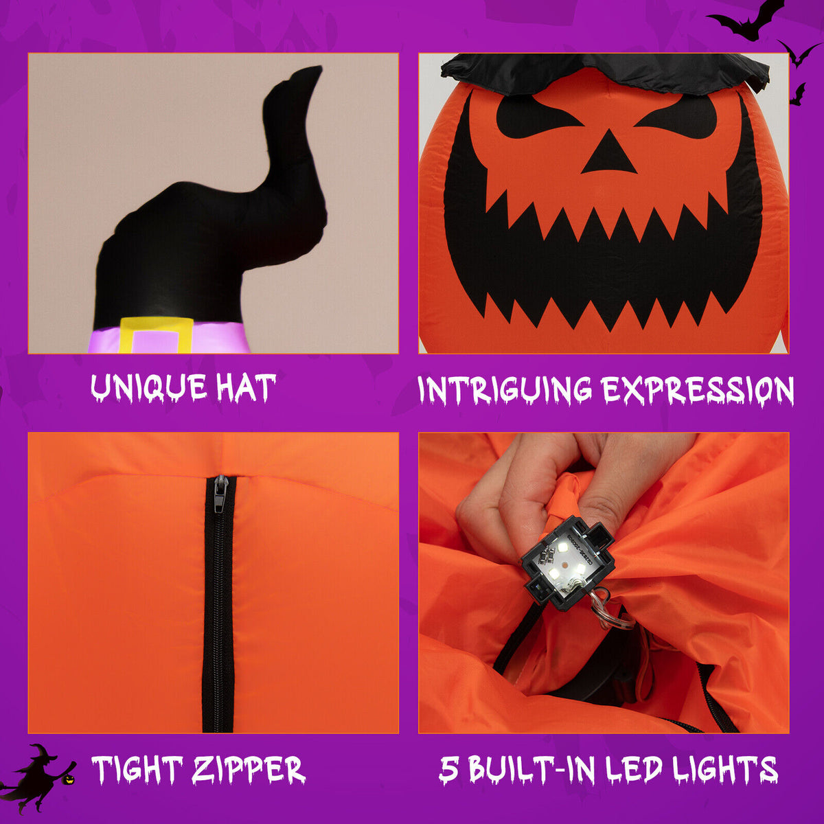 8 Feet Inflatable Pumpkin Halloween Yard Decoration, LED Lights, Orange Halloween at Gallery Canada