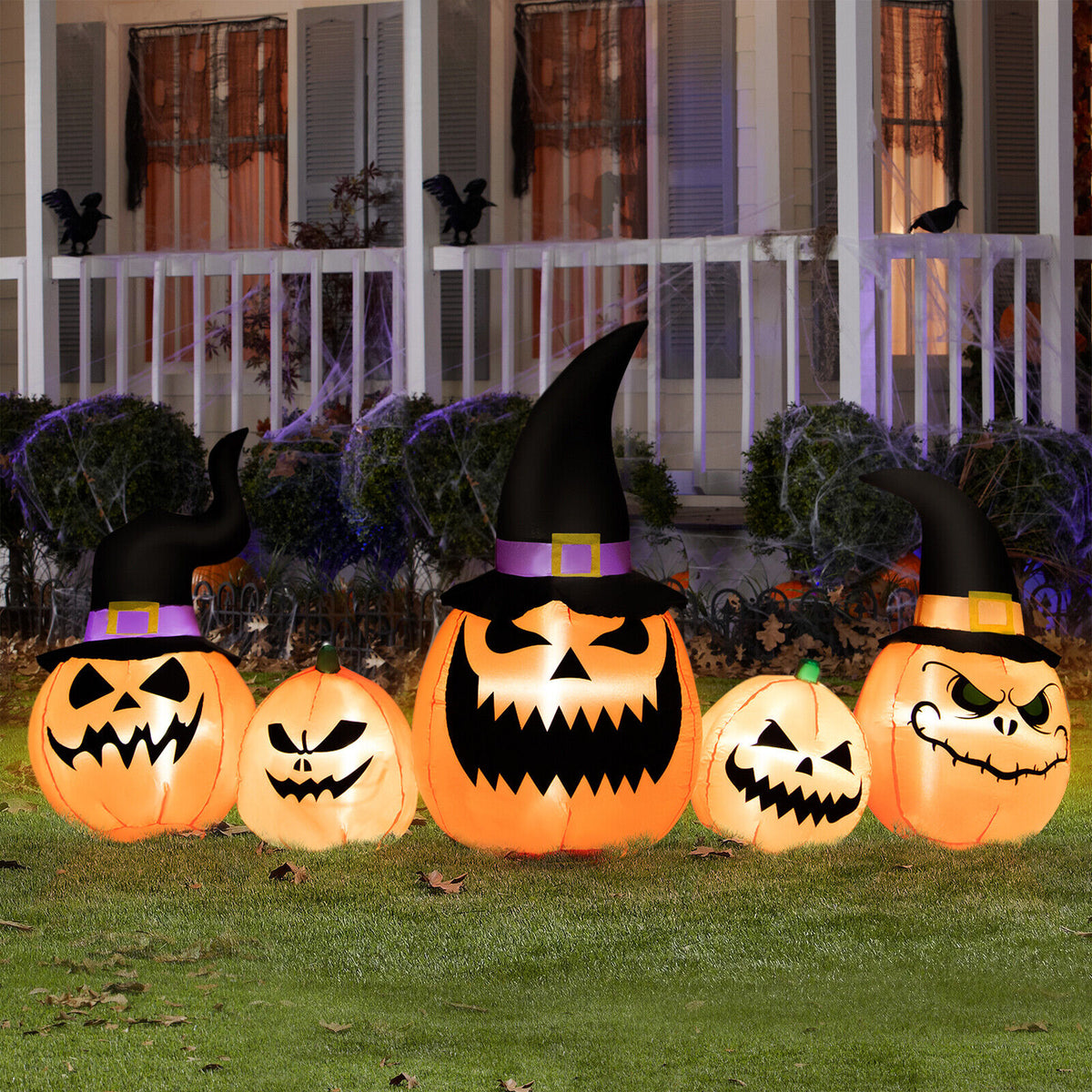 8 Feet Inflatable Pumpkin Halloween Yard Decoration, LED Lights, Orange Halloween at Gallery Canada