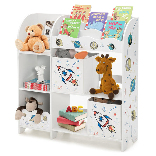 Wooden Children Storage Cabinet with Storage Bins, White - Gallery Canada