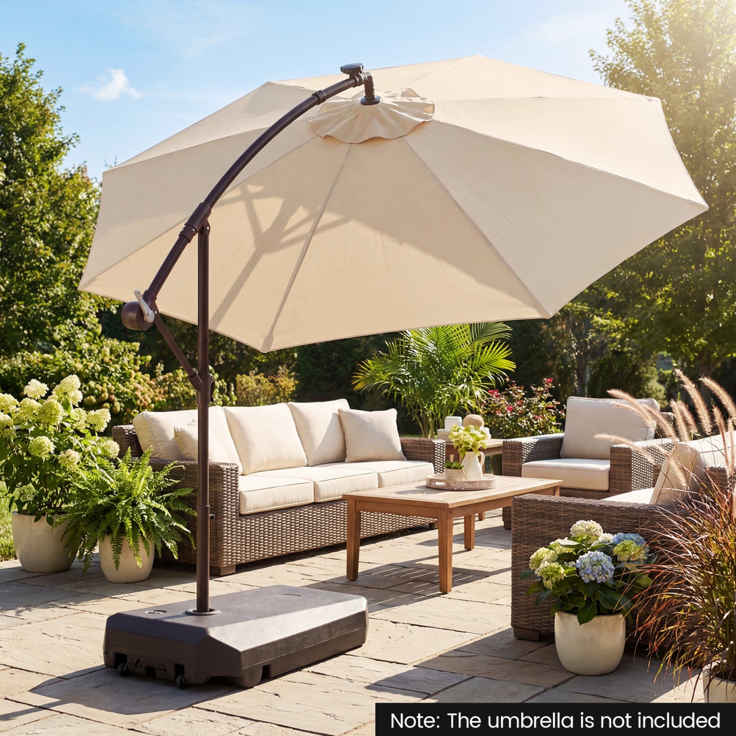 165 LBS Cantilever Umbrella Base with Wheels and Cross Base Outdoor Umbrella Bases at Gallery Canada