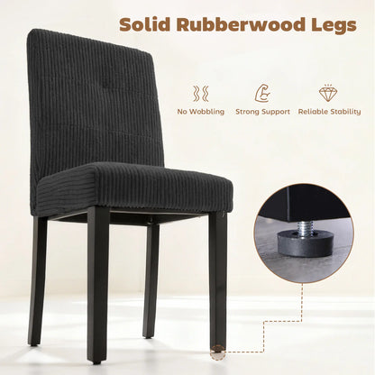 Modern Dining Chairs Set Of 4, Rubberwood Legs, Padded Seat, Black