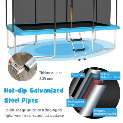 8 x 14 Feet Rectangular Recreational Trampoline with Safety Enclosure Net and Ladder, Blue Trampolines at Gallery Canada