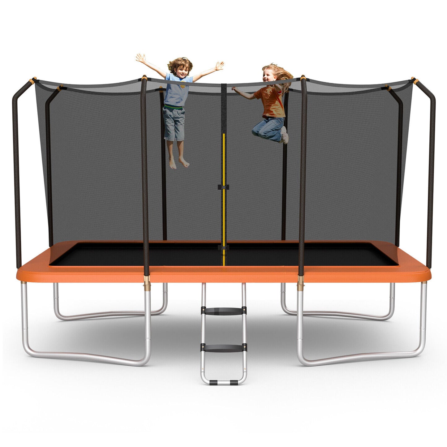 8 x 14 Feet Recreational Trampoline, Safety Enclosure Net, Ladder, Orange Trampolines Orange at Gallery Canada