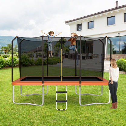 8 x 14 Feet Rectangular Recreational Trampoline with Safety Enclosure Net and Ladder, Orange Trampolines at Gallery Canada