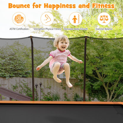 8 x 14 Feet Rectangular Recreational Trampoline with Safety Enclosure Net and Ladder, Orange Trampolines at Gallery Canada