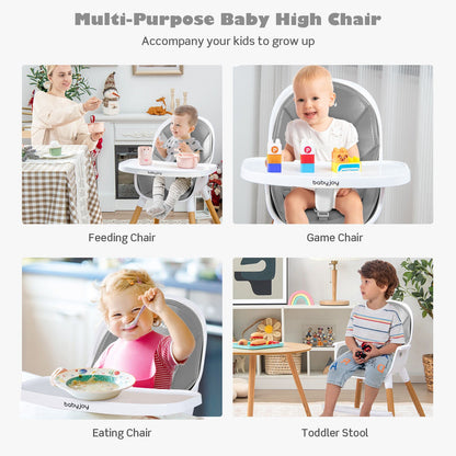 4-in-1 Convertible Baby High Chair Infant Feeding Chair with Adjustable Tray, Gray - Gallery Canada