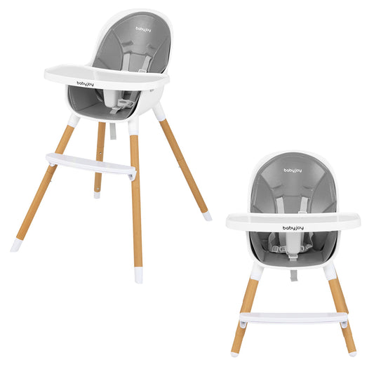4-in-1 Convertible Baby High Chair Infant Feeding Chair with Adjustable Tray, Gray at Gallery Canada