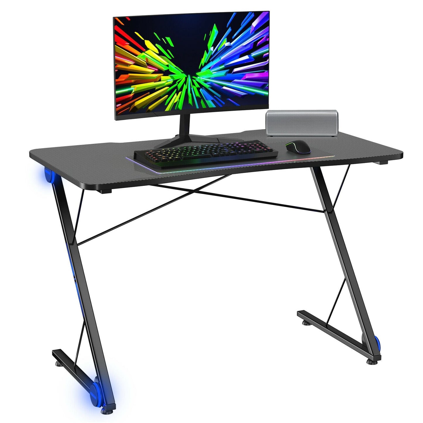 Z Shape Gaming Desk with LED Lights - Gallery Canada