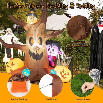 6 Feet Inflatable Halloween Dead Tree with Pumpkin Blow up Ghost Tree and RGB Lights, Brown - Gallery Canada