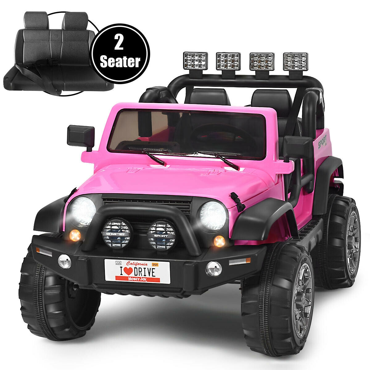 12V 2-Seater Ride on Car Truck with Remote Control and Storage Room, Pink Powered Ride On Toys at Gallery Canada