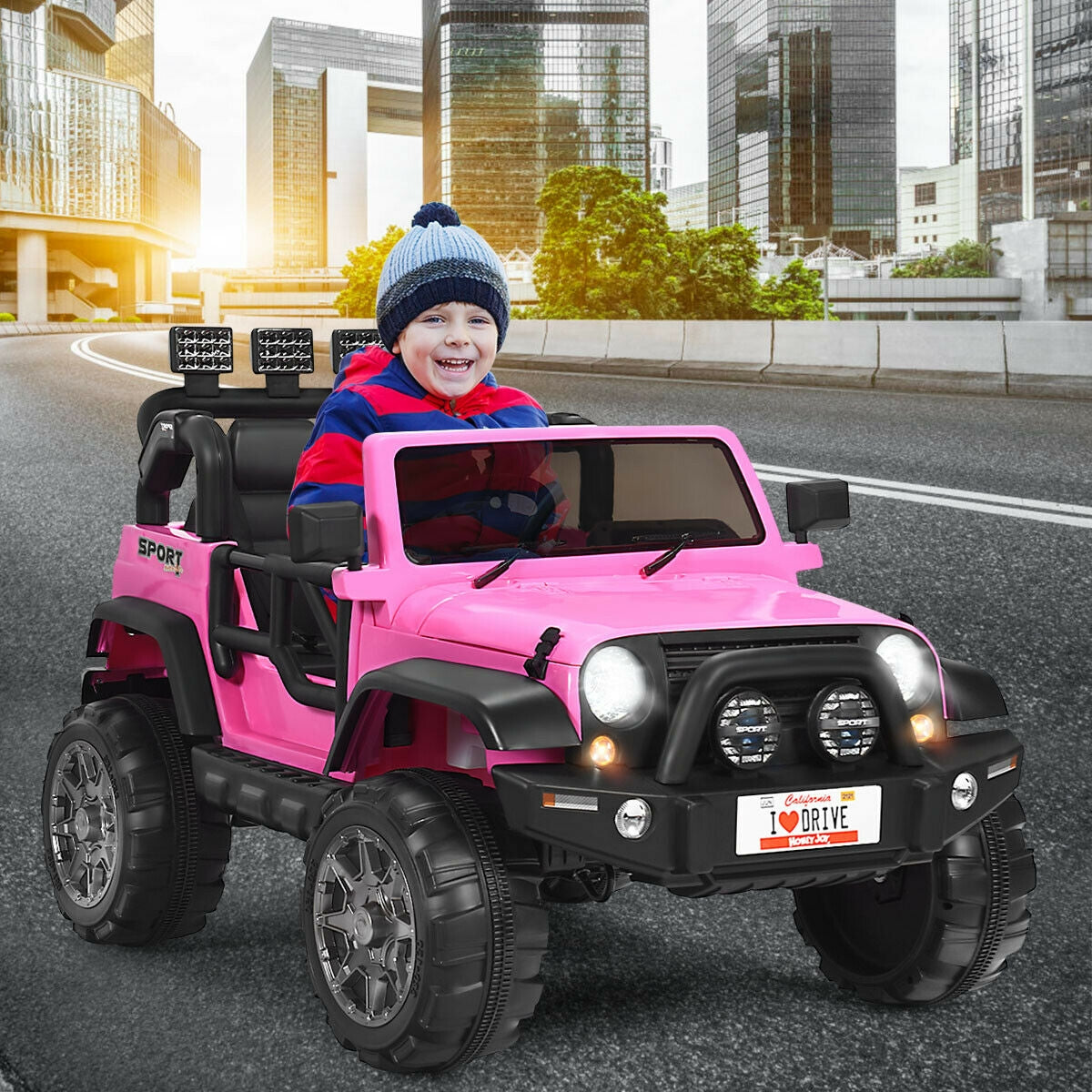12V 2-Seater Ride on Car Truck with Remote Control and Storage Room, Pink Powered Ride On Toys at Gallery Canada