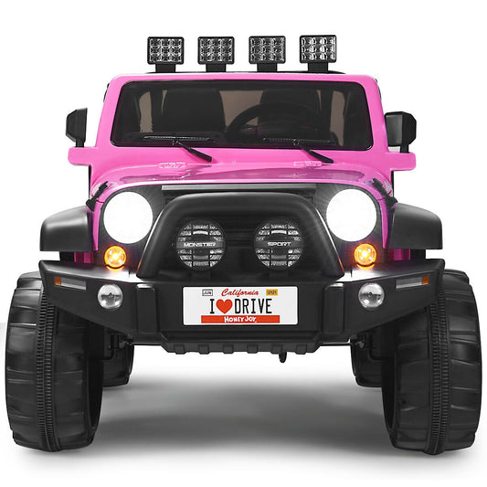 12V 2-Seater Ride On Car Truck With Remote Control, Storage Room, Pink