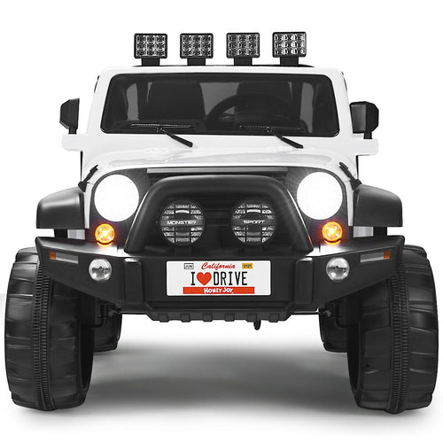12V 2-Seater Ride On Car Truck With Remote Control, Storage Room, White
