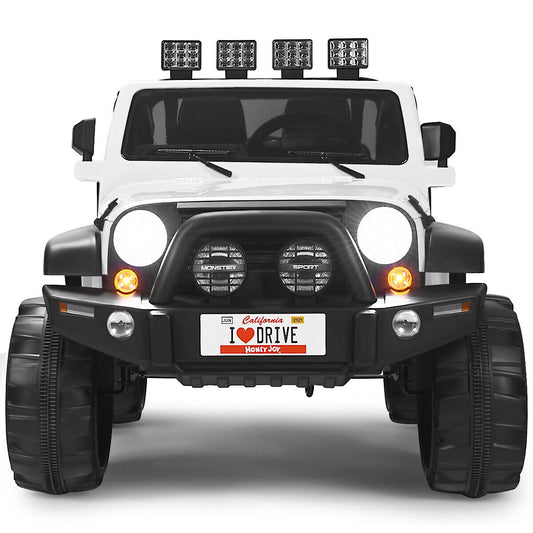 12V 2-Seater Ride On Car Truck With Remote Control, Storage Room, White Powered Ride On Toys White at Gallery Canada