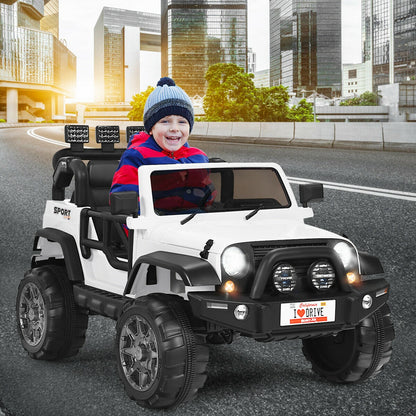 12V 2-Seater Ride on Car Truck with Remote Control and Storage Room, White Powered Ride On Toys at Gallery Canada