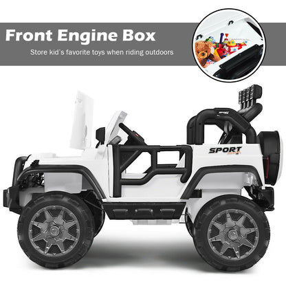 12V 2-Seater Ride on Car Truck with Remote Control and Storage Room, White Powered Ride On Toys at Gallery Canada