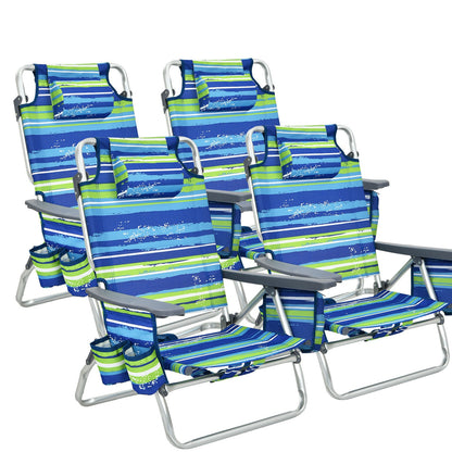 4-Pack 5-Position Folding Backpack Beach Chair, Blue Beach & Lawn Chairs Blue at Gallery Canada