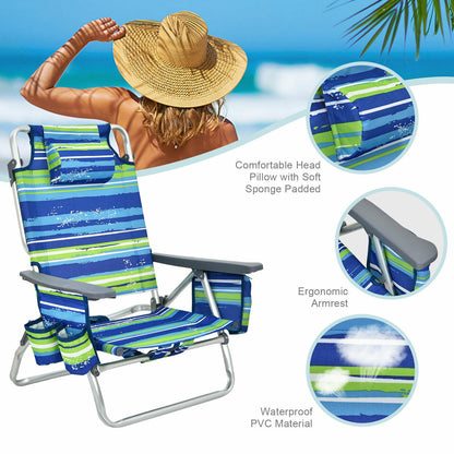4-Pack 5-Position Folding Backpack Beach Chair, Blue Beach & Lawn Chairs at Gallery Canada