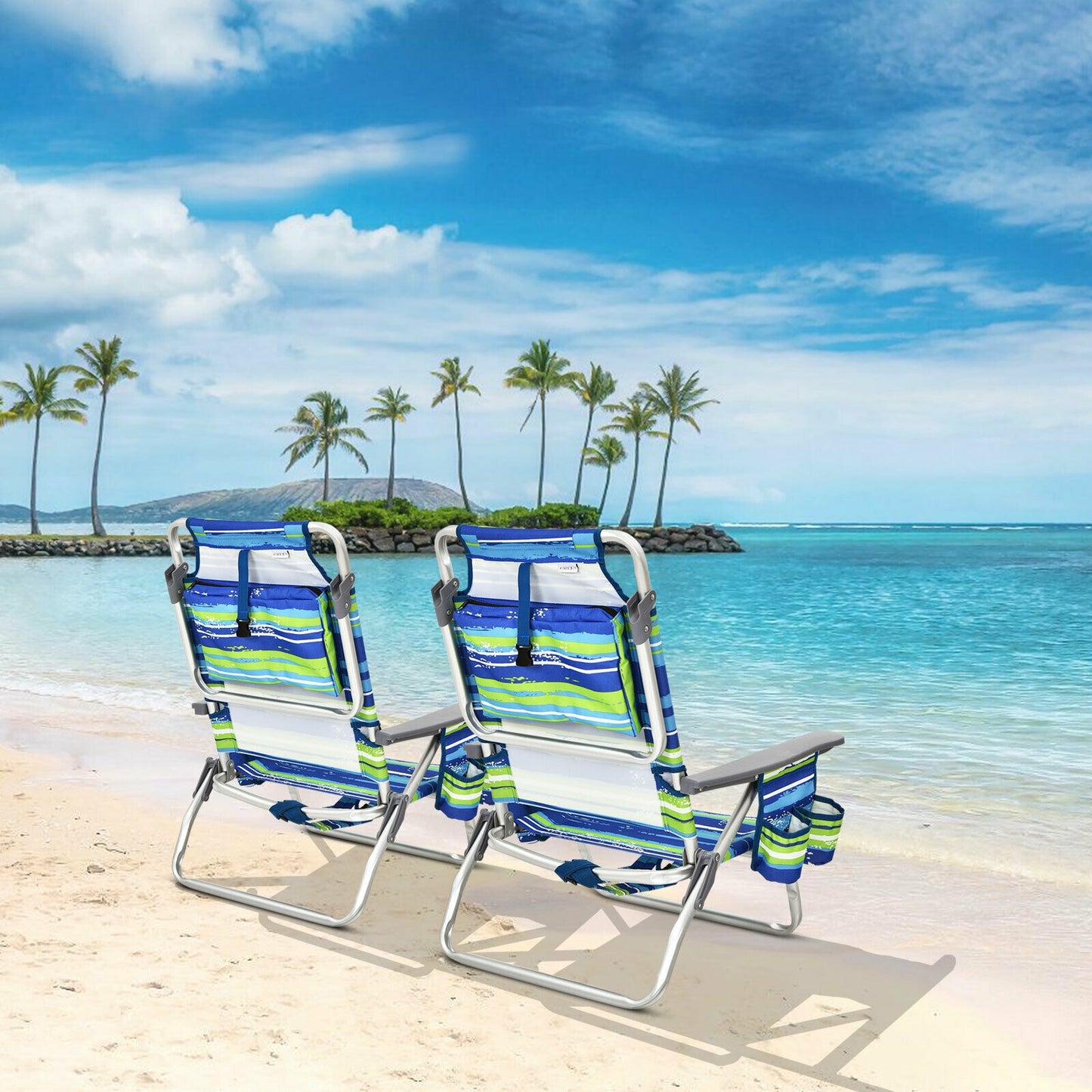 4-Pack 5-Position Folding Backpack Beach Chair, Blue Beach & Lawn Chairs at Gallery Canada