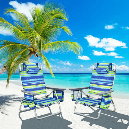 4-Pack 5-Position Folding Backpack Beach Chair, Blue Beach & Lawn Chairs at Gallery Canada