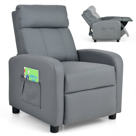 Ergonomic PU Leather Kids Recliner Lounge Sofa for 3-12 Age Group, Gray at Gallery Canada
