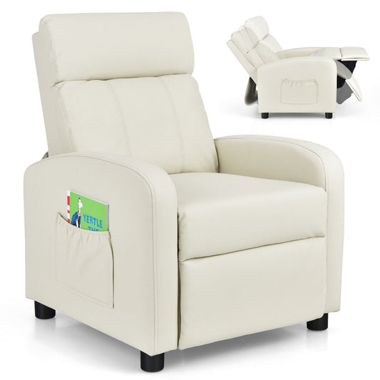 Ergonomic PU Leather Kids Recliner Lounge Sofa for 3-12 Age Group, White - Gallery Canada