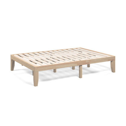 14 Inch Full Size Wood Platform Bed Frame, Wood Slat Support, Natural Simple Bed Frame Natural at Gallery Canada