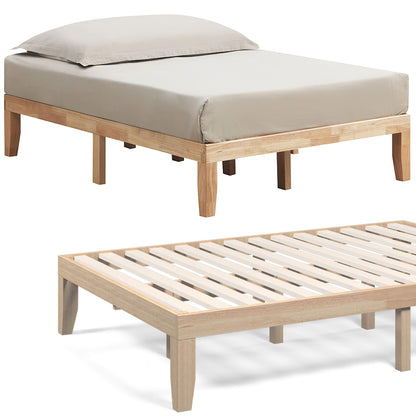 14 Inch Full Size Wood Platform Bed Frame with Wood Slat Support, Natural Simple Bed Frame at Gallery Canada