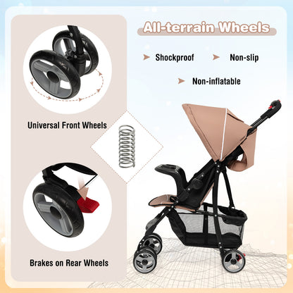 Toddler Travel Stroller for Airplane with Canopy and Adjustable Backrest, Coffee Baby Strollers at Gallery Canada