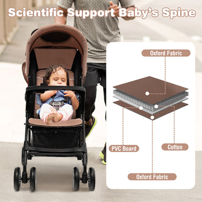 Toddler Travel Stroller for Airplane with Canopy and Adjustable Backrest, Coffee Baby Strollers at Gallery Canada