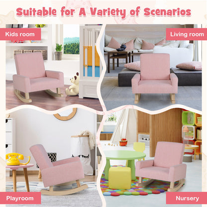 Kids Rocking Chair with Solid Wood Legs, Pink - Gallery Canada