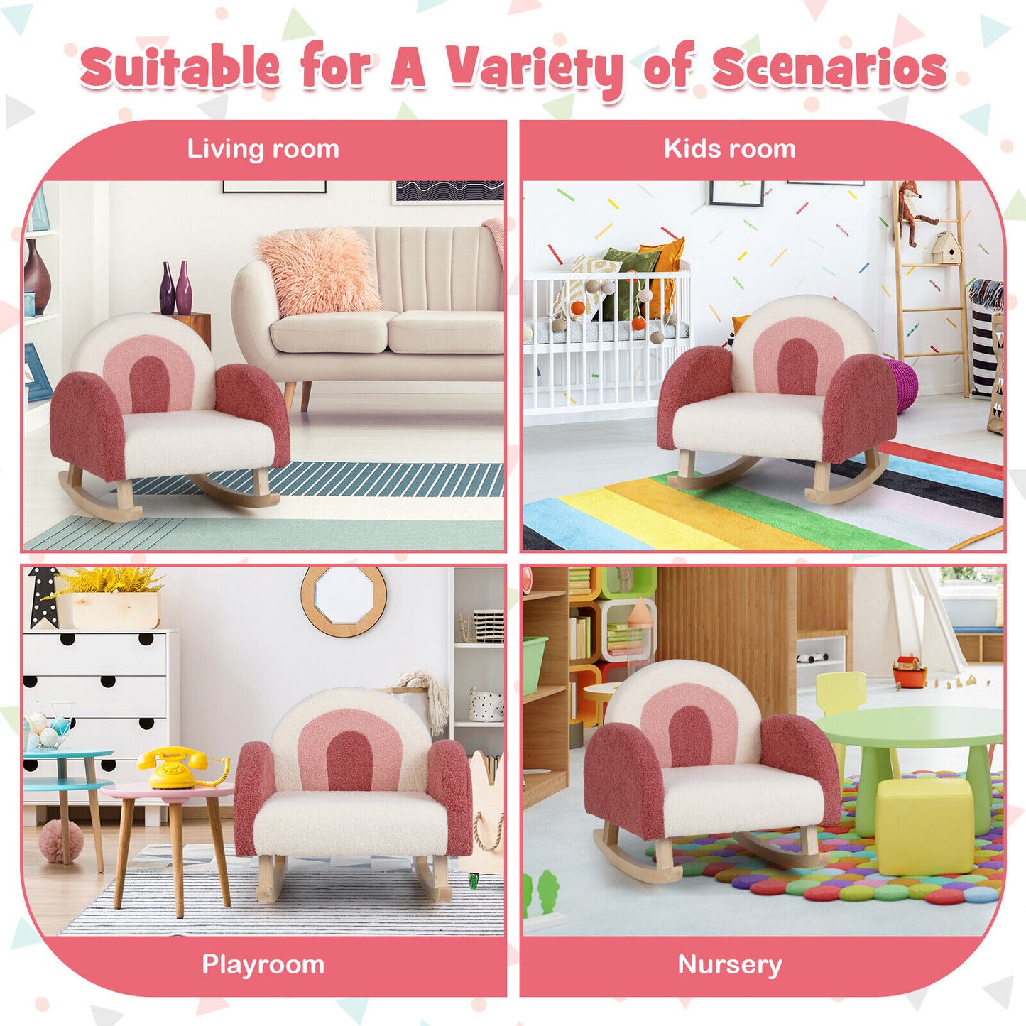 Kids Rocking Chair Children Velvet Upholstered Sofa with Solid Wood Legs, Red Kids Chairs & Seating at Gallery Canada
