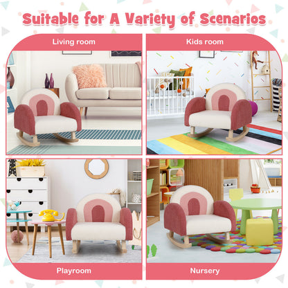Kids Rocking Chair Children Velvet Upholstered Sofa with Solid Wood Legs, Red Kids Chairs & Seating at Gallery Canada