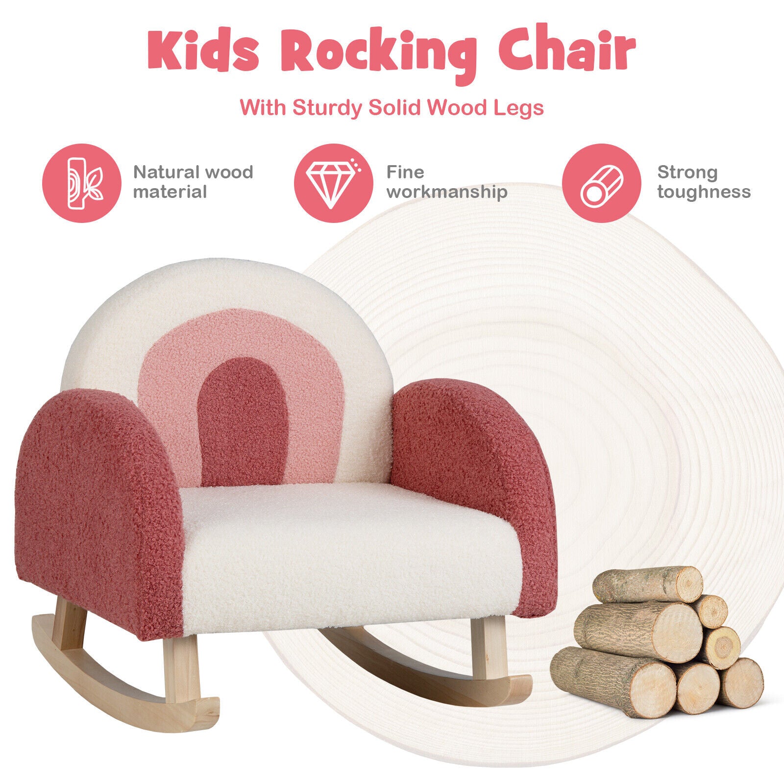 Kids Rocking Chair Children Velvet Upholstered Sofa with Solid Wood Legs, Red Kids Chairs & Seating at Gallery Canada