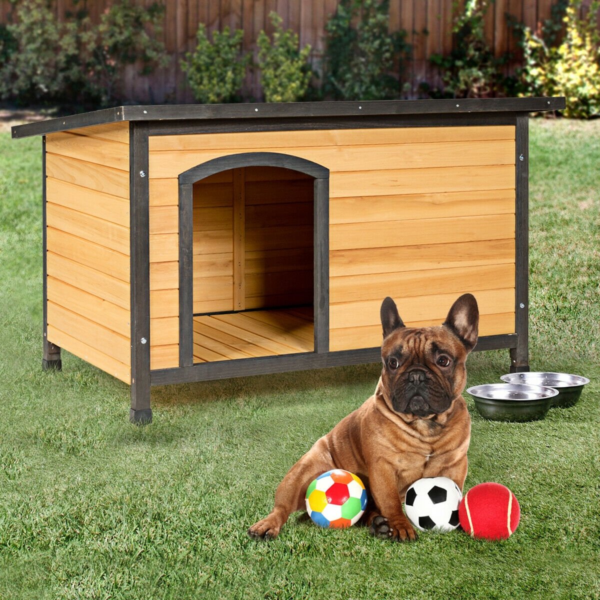 Wood Extreme Weather Resistant Pet Log Cabin-M, Natural at Gallery Canada