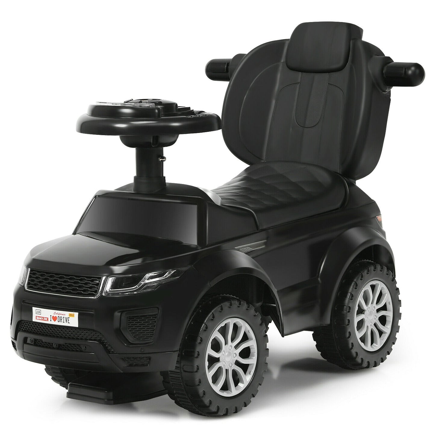 3 In 1 Ride On Push Car, Toddler Stroller Sliding Car With Music, Black Push & Pedal Ride On Toys Black at Gallery Canada