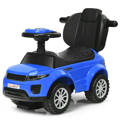 3 In 1 Ride on Push Car Toddler Stroller Sliding Car with Music, Blue Push & Pedal Ride On Toys Blue at Gallery Canada