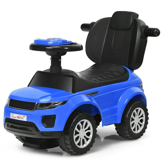 3 In 1 Ride on Push Car Toddler Stroller Sliding Car with Music, Blue Push & Pedal Ride On Toys Blue at Gallery Canada
