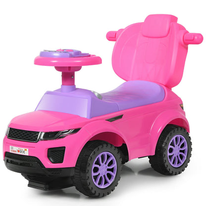 3 in 1 Ride on Push Car Toddler Stroller Sliding Car with Music, Pink Push & Pedal Ride On Toys Pink at Gallery Canada