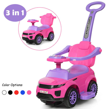 3 in 1 Ride on Push Car Toddler Stroller Sliding Car with Music, Pink Push & Pedal Ride On Toys at Gallery Canada