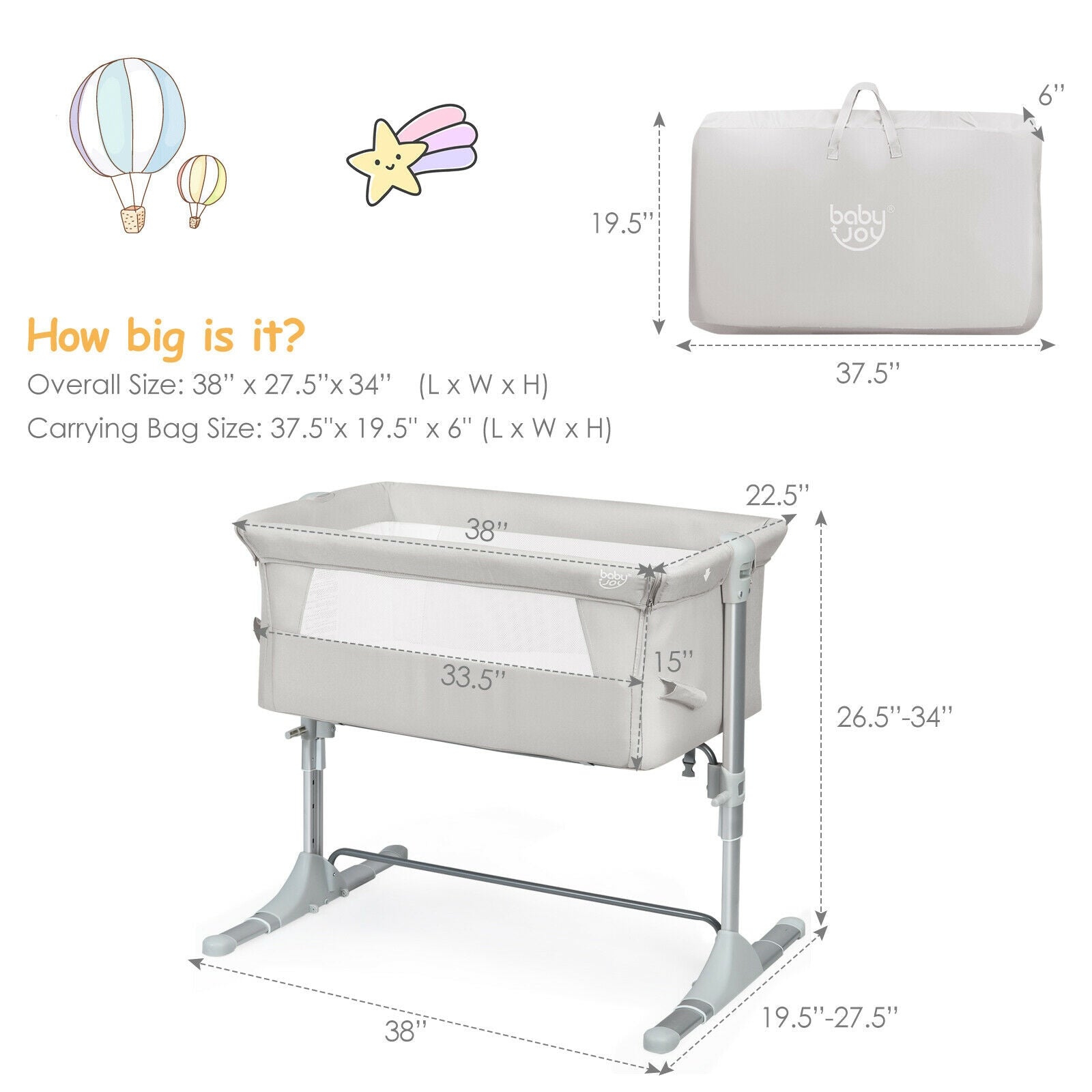 Travel Portable Baby Bed Side Sleeper  Bassinet Crib with Carrying Bag at Gallery Canada