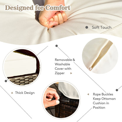 8 Pieces Patio Space-Saving Rattan Furniture Set with Storage Box and Waterproof Cover, White Outdoor Sectionals at Gallery Canada