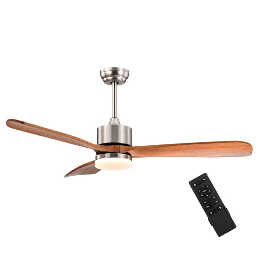 52 Inch Reversible Ceiling Fan with LED Light and Adjustable Temperature, Silver - Gallery Canada