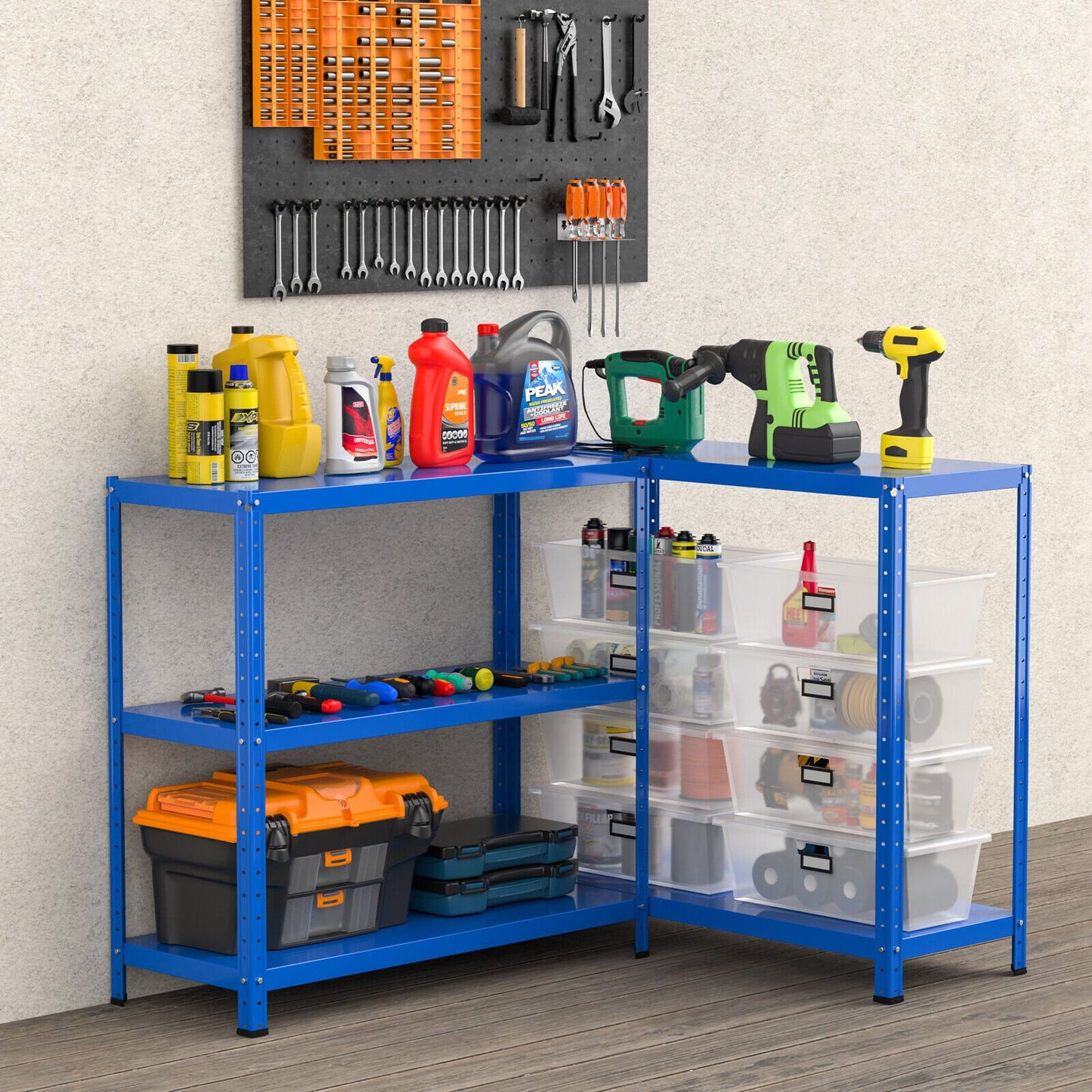 5-Tier Metal Utility Storage Rack for Free Combination, Blue - Gallery Canada